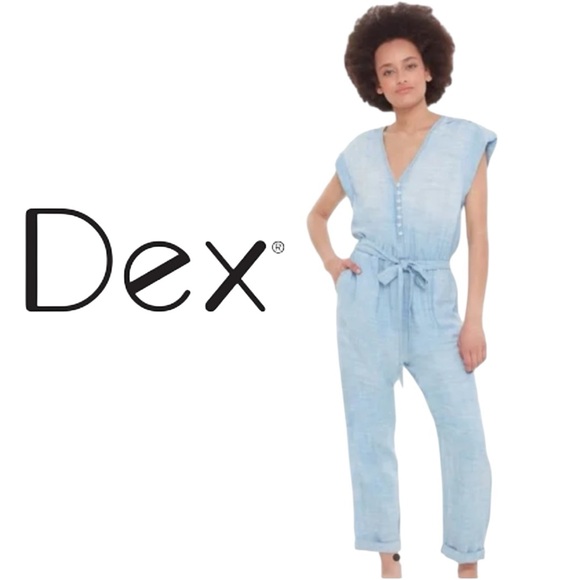 Dex Pants - Dex Plus Lightweight Button Front Tencel Blend Jumpsuit Size 2X